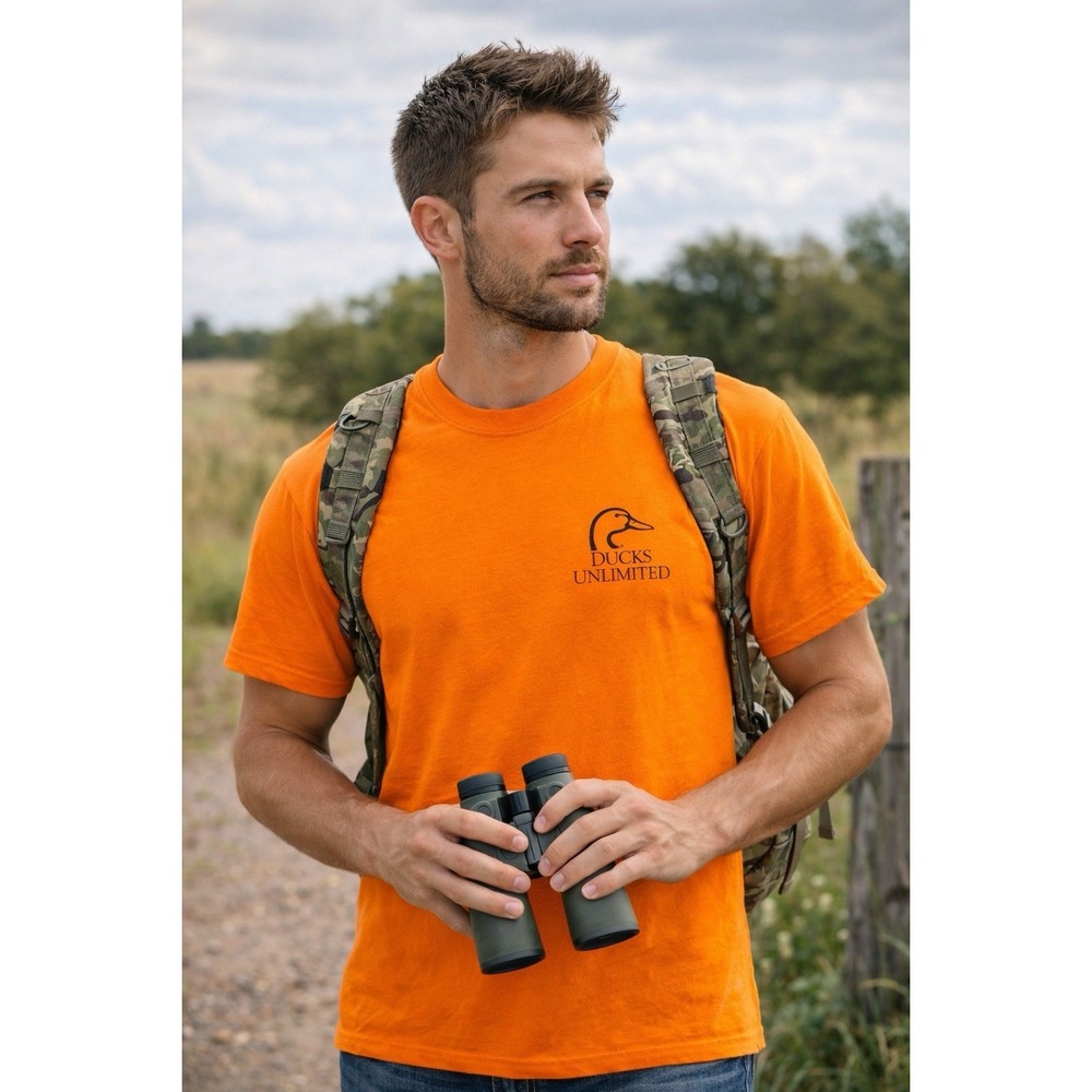 Men's S Small Bright Hunting Orange Short Sleeve Ducks Unlimited TShirt Artisans